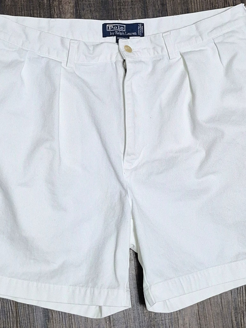 Polo by Ralph Lauren Men's White Pleated Cotton Shorts